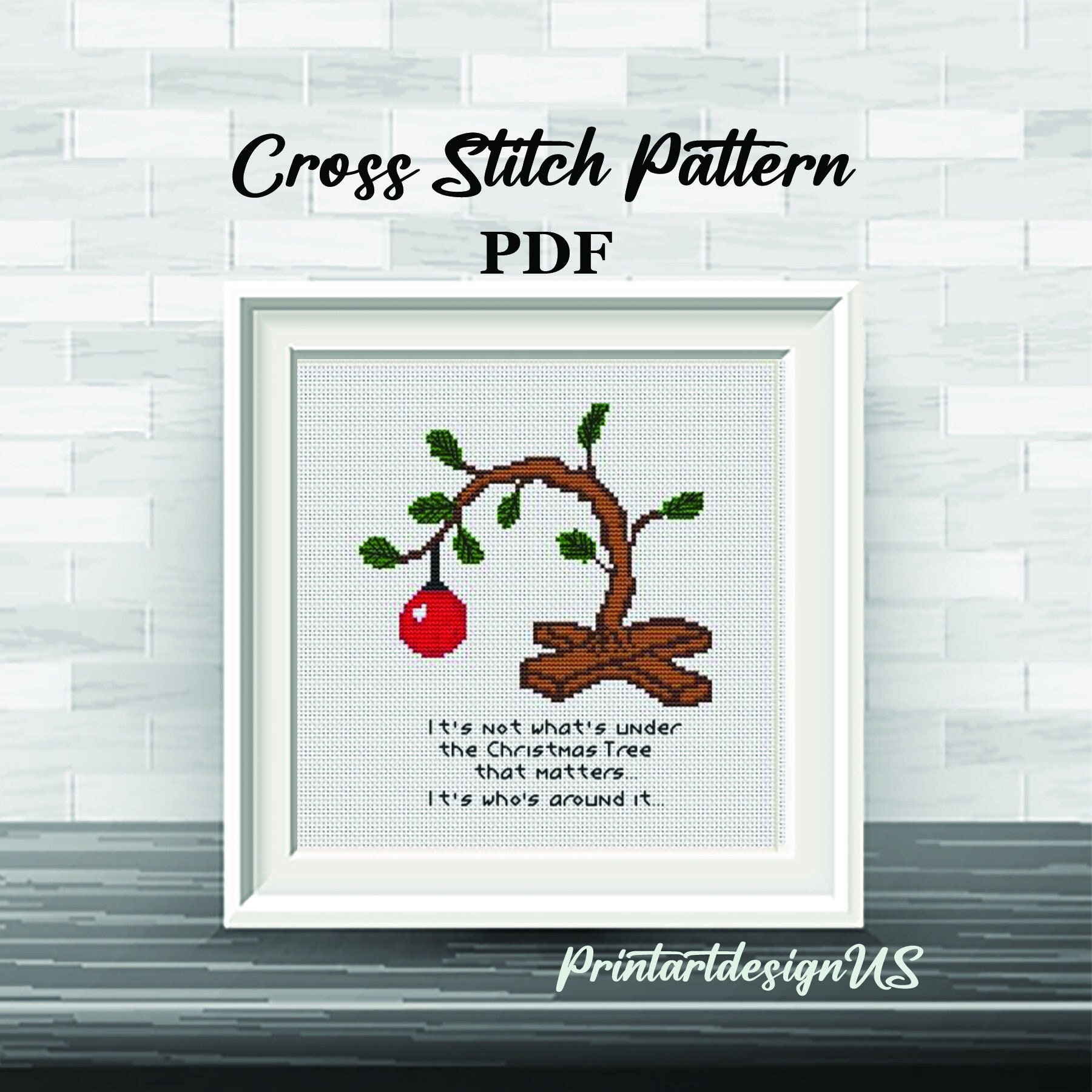 It's not what's is under the Christmas Tree. Cross Stitch Pattern. Charlie Brown Christmas. Funny Christmas Quote. Christmas Embroidery.