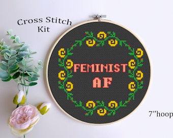 Feminist AF Cross Stitch Kit: Beginner DIY Embroidery