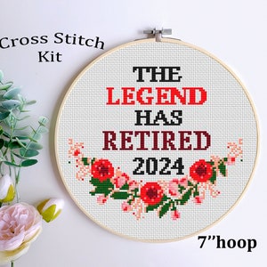 Legend Has Retired Cross Stitch Kit, Beginner DIY, 7" Hoop (PDF Pattern)