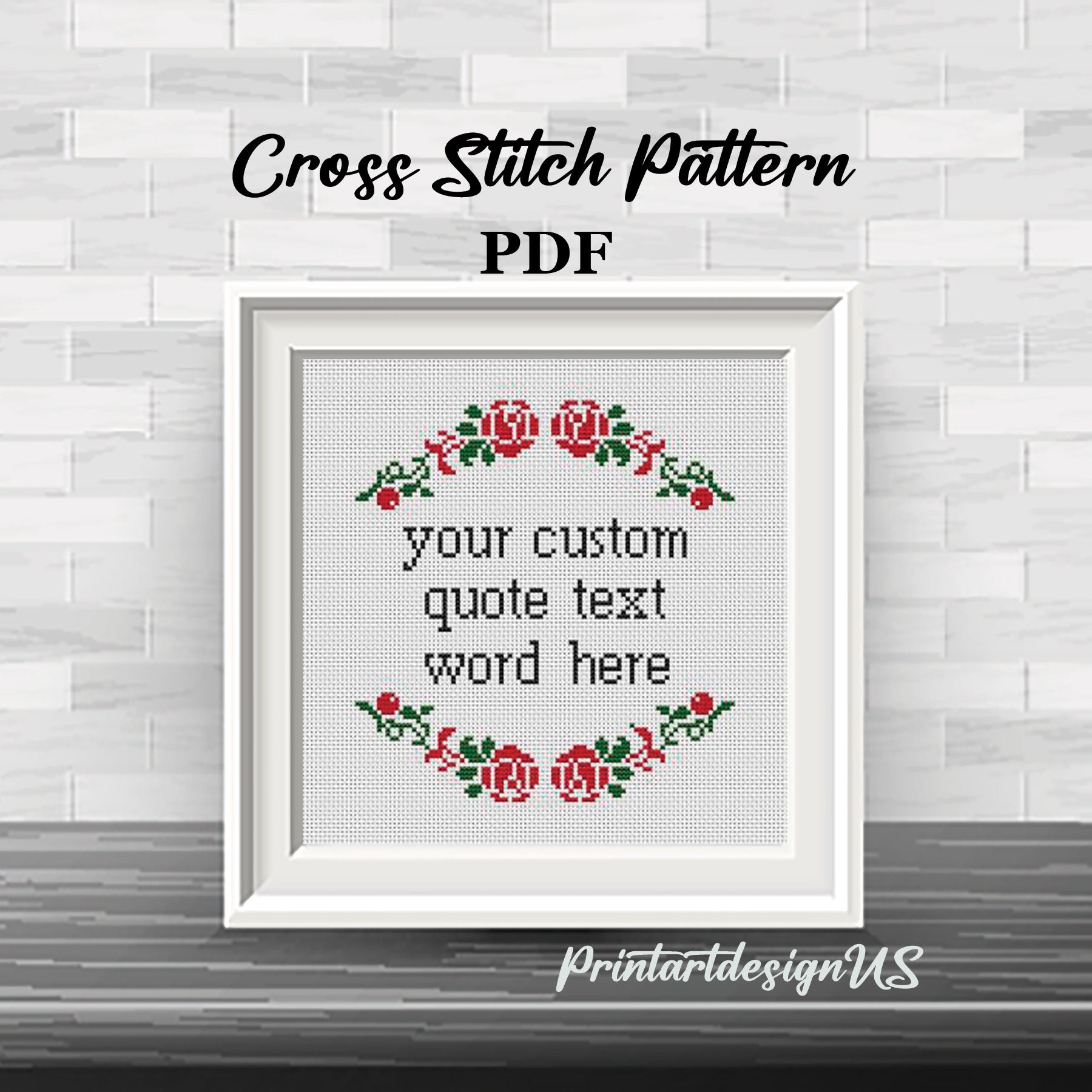 Custom Text Cross Stitch Pattern: Beginner DIY Kit (PDF Pattern) - Etsy