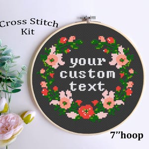Custom Text Here. Your Custom Words Starter Cross Stitch For Beginners. Your Quote. Your Word. Your Text. Custom Cross Stitch Kit. Flower