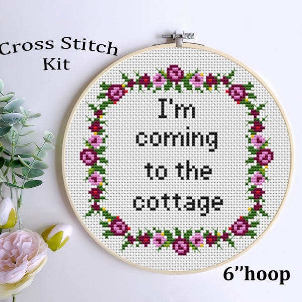 Heated Rivalry Quote Funny Cross Stitch Kit: "I'm Coming To The Cottage"