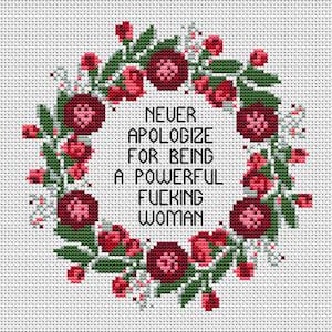 Feminist Quote Cross Stitch Pattern: Powerful Woman Embroidery (PDF Pattern) image 4