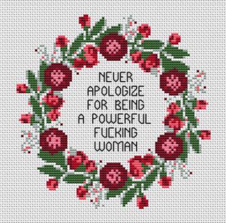 Feminist Quote Cross Stitch Pattern: Powerful Woman Embroidery (PDF Pattern) image 4