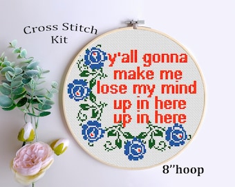 Funny Cross Stitch Starter Kit: Sassy Embroidery, Humor Wall Art DIY