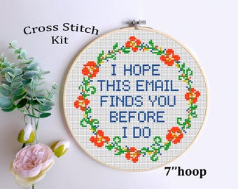 Funny Office Cross Stitch Kit: Snarky Modern DIY Sign
