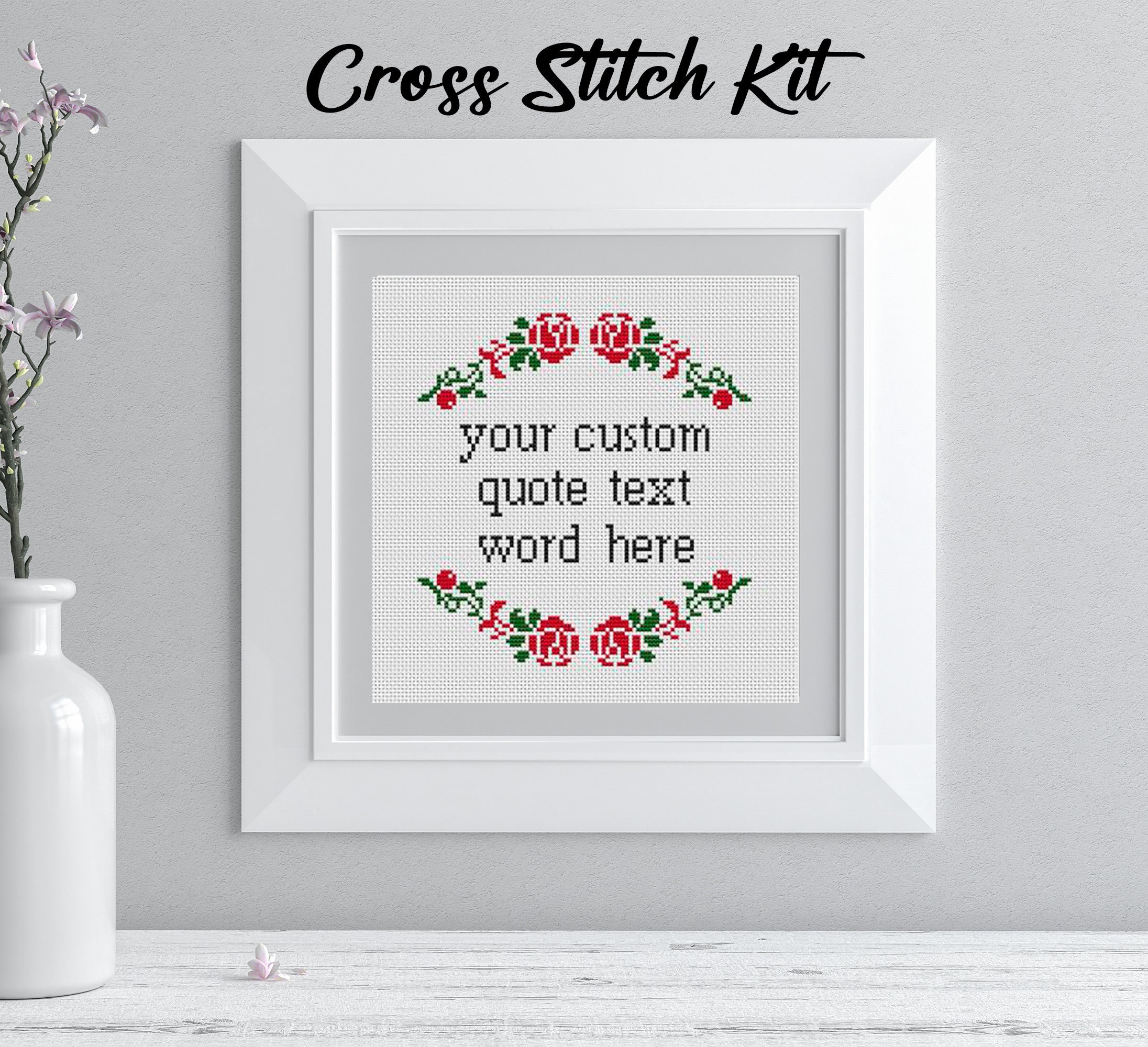 Custom Text Cross Stitch Pattern: Beginner DIY Kit (PDF Pattern) - Etsy
