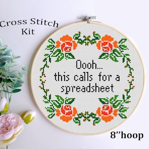 Office Cross Stitch Pattern. Oooh…this calls for a spreadsheet. Cross Stitch Kit. Funny Counted Cross Stitch.  Sarcastic Subversive. Gift