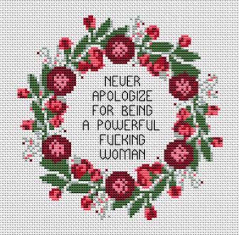 Feminist Quote Cross Stitch Pattern: Powerful Woman Embroidery (PDF Pattern) image 5