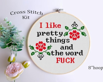 Funny Cross Stitch Kit: Mature Embroidery, Beginner DIY
