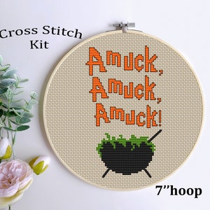 Kit de point de croix Amuck : motif d&#39;Halloween amusant