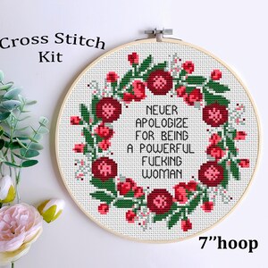 Feminist Quote Cross Stitch Pattern: Powerful Woman Embroidery (PDF Pattern) image 6