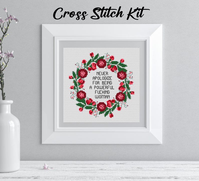 Feminist Quote Cross Stitch Pattern: Powerful Woman Embroidery (PDF Pattern) image 3