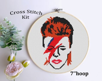 David Bowie Cross Stitch Kit: Portrait Embroidery Pattern