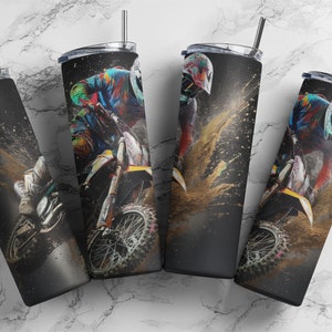 Motorcross Tumbler Wrap 20oz Skinny Tumbler Wrap - Digital Download for Sublimation and POD Services,