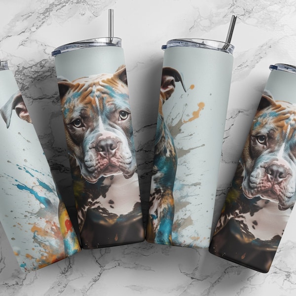 Pit Bull Dog Tumbler Wrap  20oz Skinny Tumbler Wrap - Digital Download for Sublimation and POD Services, Perfect for Dog mamas