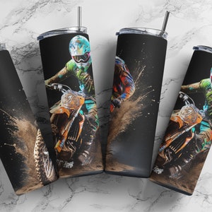 Motorcross Tumbler Wrap 20oz Skinny Tumbler Wrap - Digital Download for Sublimation and POD Services,