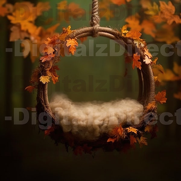 Newborn Autumn fall Swing Digital Backdrop/Background – High-Resolution 300DPI JPG for Infant Photography