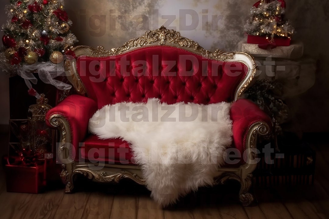 Santa’s Chair Digital Backdrop Christmas Themed Digital Background