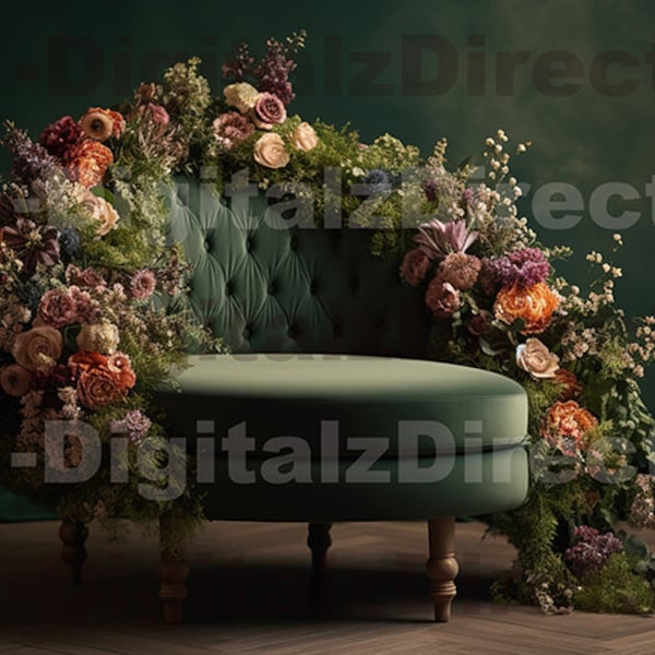 Newborn floral sofa chair Digital Backdrop Newborn Digital Background