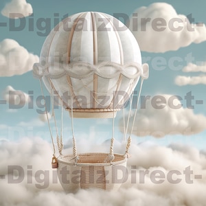 Hot Air Balloon Newborn Digital Backdrop - Soar High Above the Clouds, Perfect for Newborn Photography, 300 DPI  - Instant Download