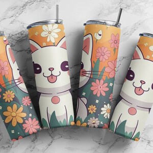 Cat Tumbler Wrap 20oz Skinny Tumbler Wrap - Digital Download for Sublimation and POD Services, Perfect for cat mamas