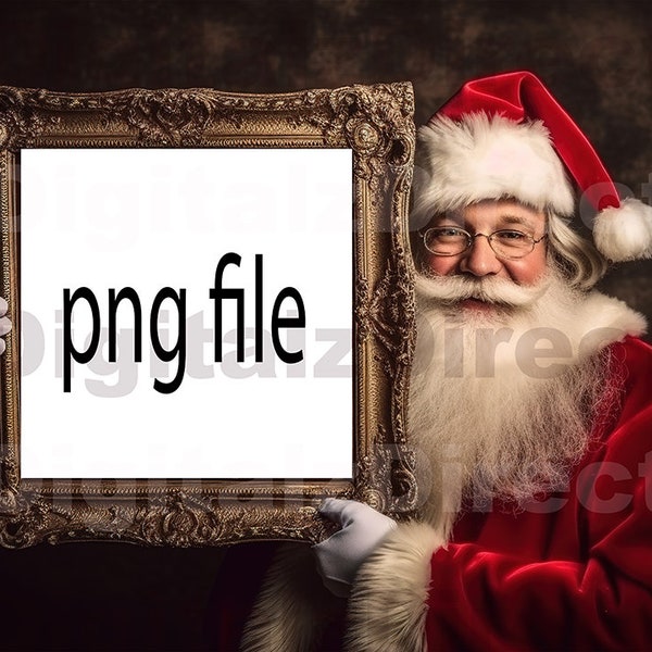 Santa Holding an 'Insert-Your-Own-Image' Photo Frame Digital Backdrop - Christmas Themed Digital Background,- Instant Download