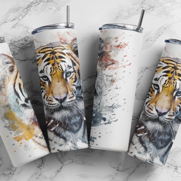 Big Cat Tiger Tumbler Wrap 20oz Skinny Tumbler Wrap - Digital Download for Sublimation and POD Services, Perfect for Big cat lovers