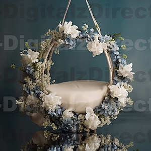 Balançoire florale pour nouveau-né Toile de fond numérique Fond numérique pour nouveau-né