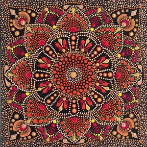Dot painting mandala on canvas