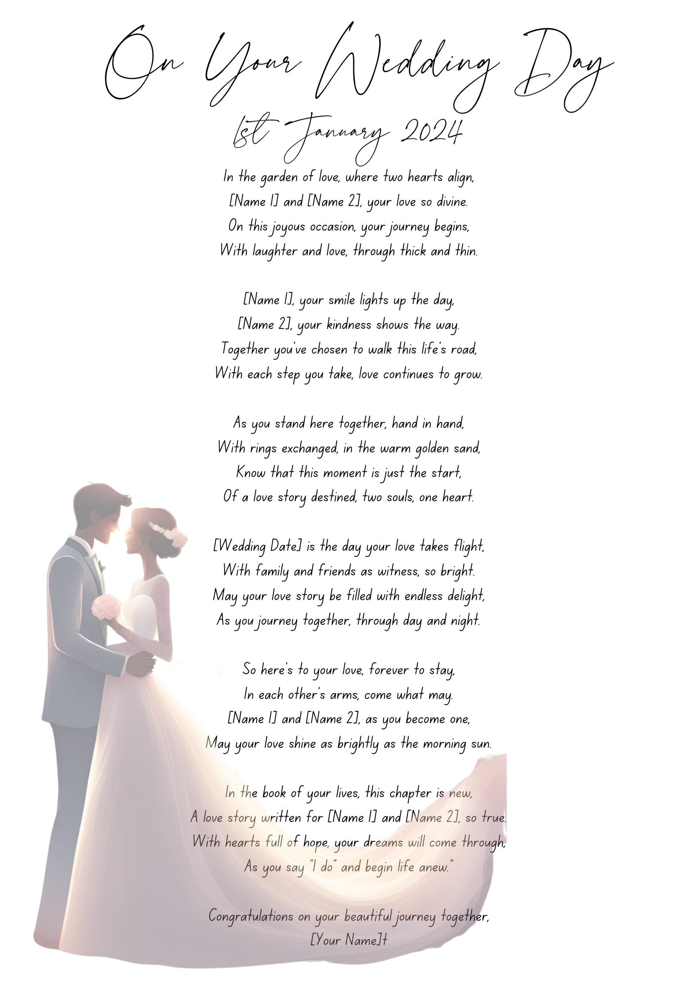 Personalised Wedding Poem Downloadable Print Gift A4 - Etsy