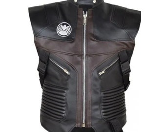 Handmade Black Leather Motorcycle Vest | Men's Biker Vest