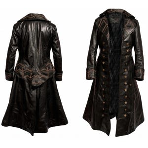 Gabardina de cuero hecha a mano del Capitán Garfio: abrigo de invierno para cosplay de pirata