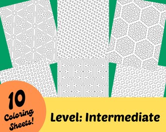 10 Geometric Coloring Pages for Kids, Premium Printable Coloring Sheet ...