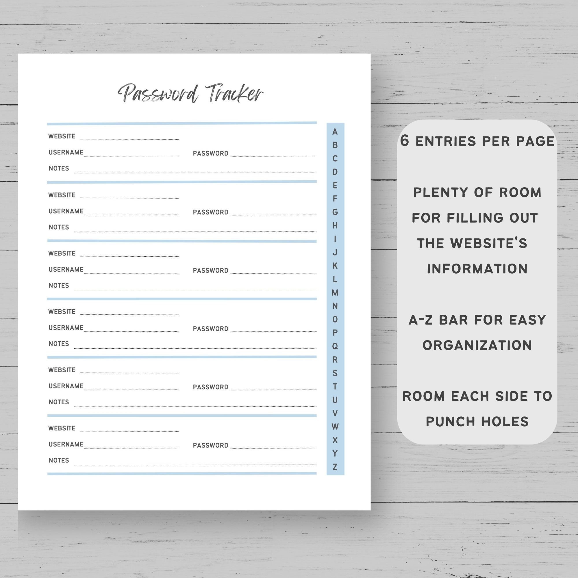 Printable Username and Password Tracker, Login Credentials Log, Online Accounts List - Etsy