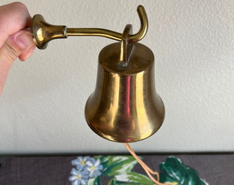 Vintage Solid Brass Ships Bell with Leather Cord