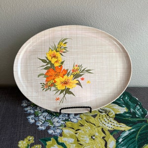 Mid Century Melamine Tray Floral Decoration Unmarked