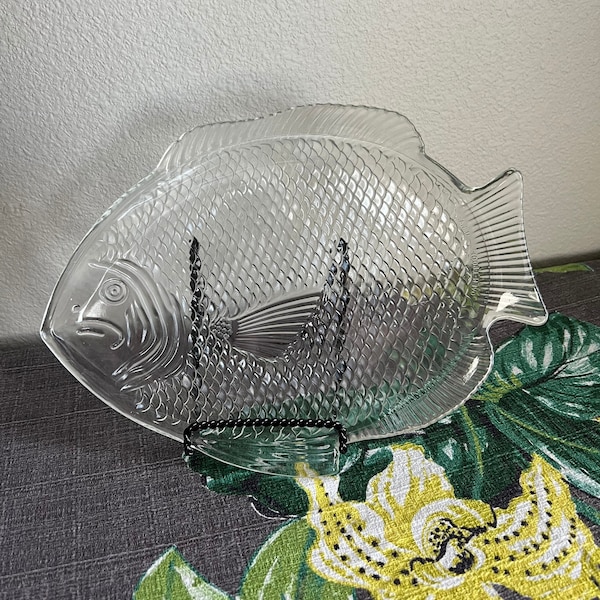 Vintage Glass Fish Plate Clear arc France