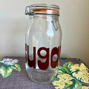 Vintage 1970s French Triomphe Sugar Glass Kitchen Canister