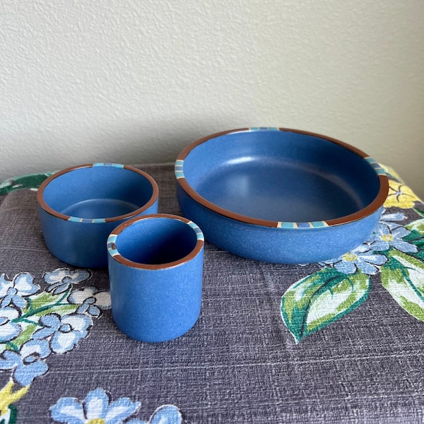 Dansk Mesa Blue Votive Candle Holders Pasta Bowls Ramekins Portugal