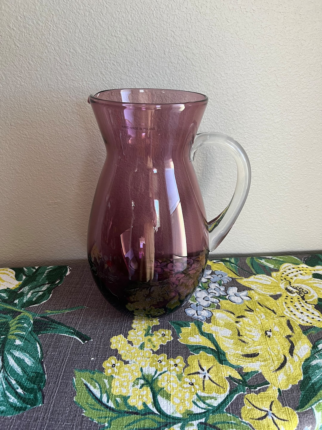 Amethyst Glass Pitcher Made in Poland - Etsy