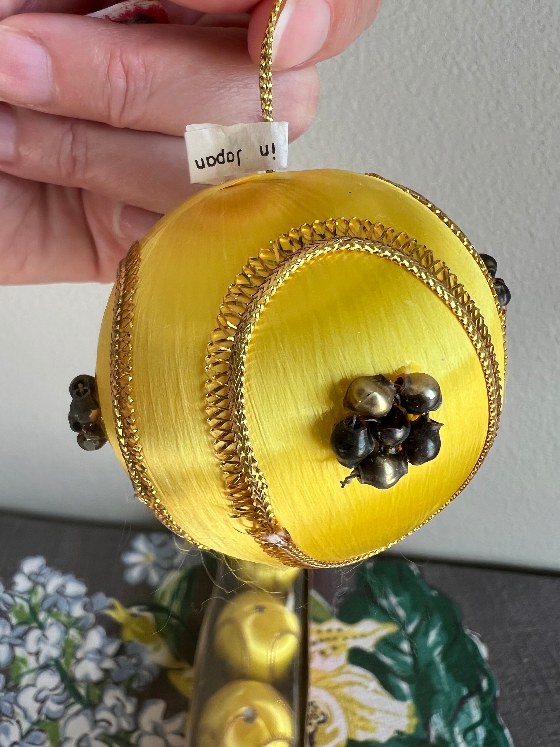 Vintage Yellow Satin Thread Beaded Ornaments With Box - Etsy