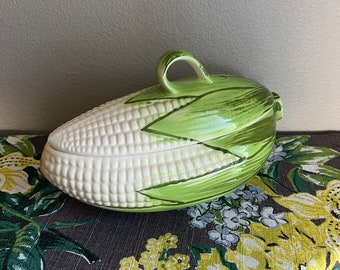 Corn Ceramic Covered Dish Vintage