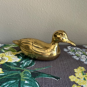 Solid Brass Duck Figurine 80s Vintage