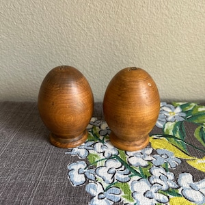 Vintage Teak Egg Salt and Pepper Shakers MCM Danish