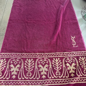 YSL Bath Towels 1976 Utica Fine Arts Purple Paisley