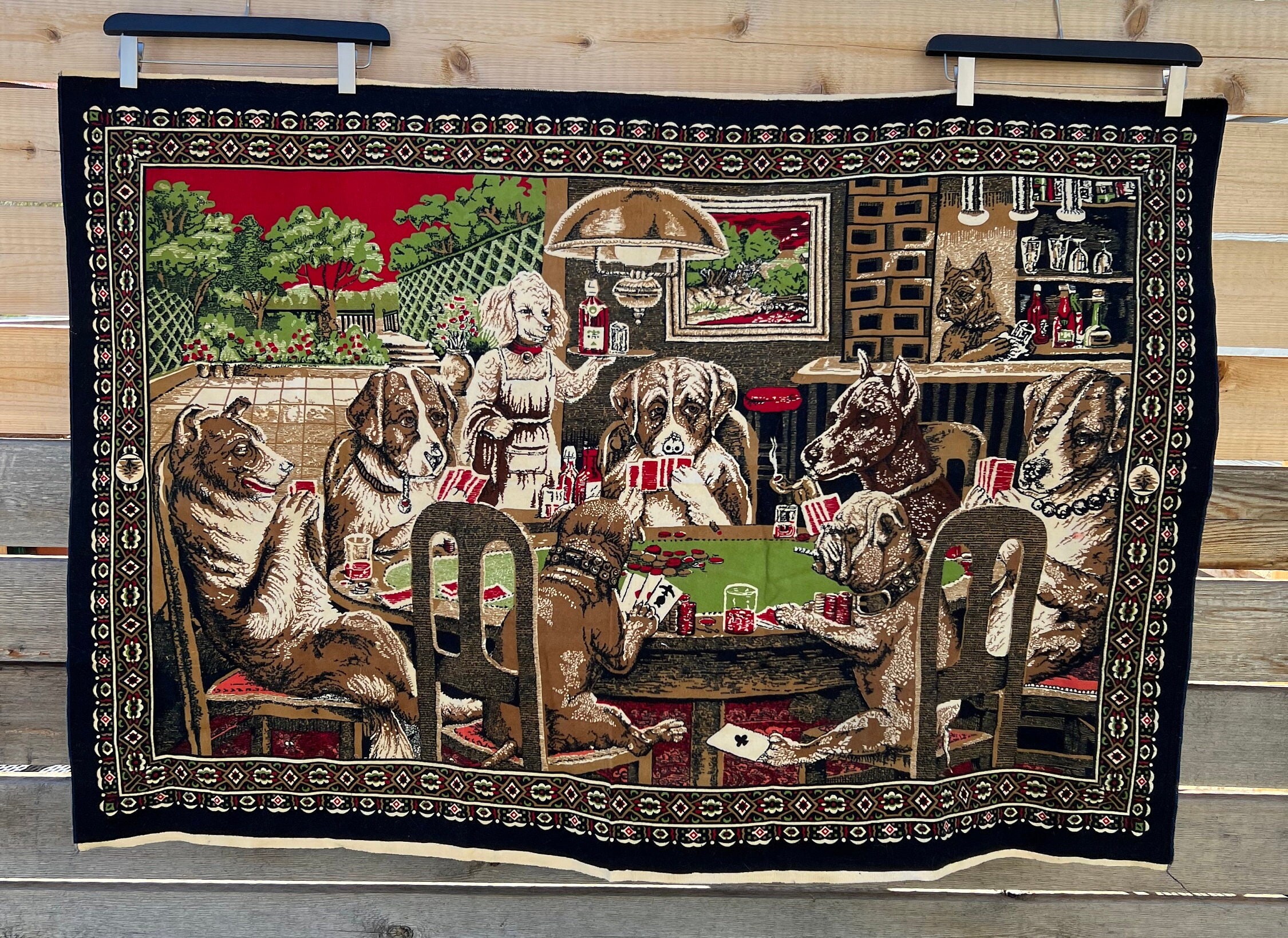 Dogs Playing Poker Tapestry Wall Hanging A.T.C. Vintage Etsy