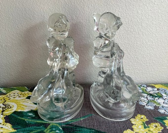 Goose Girl Glass Bookends Vintage