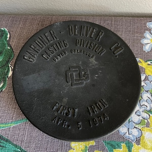 Gardner Denver Co. Casting Division Commemorative First Iron Plate