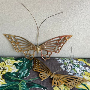 Solid Brass Butterfly Pair Wall Decor Vintage